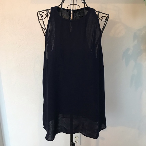 J. Crew Tops - J. Crew Navy Blue Sleeveless Blouse Keyhole Close